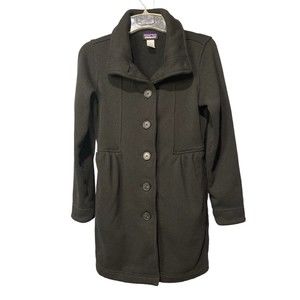 Patagonia Women"s Sweater Knit Jacket/Coat Black Button Down Long Solid Size L